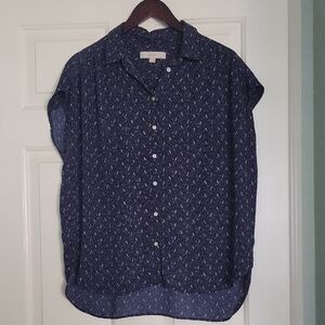 LOFT Navy Blue Blouse size Large